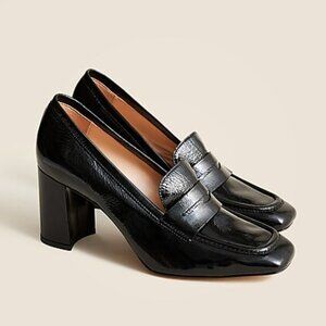 J. Crew  Maisie loafer heels in crinkle patent leather